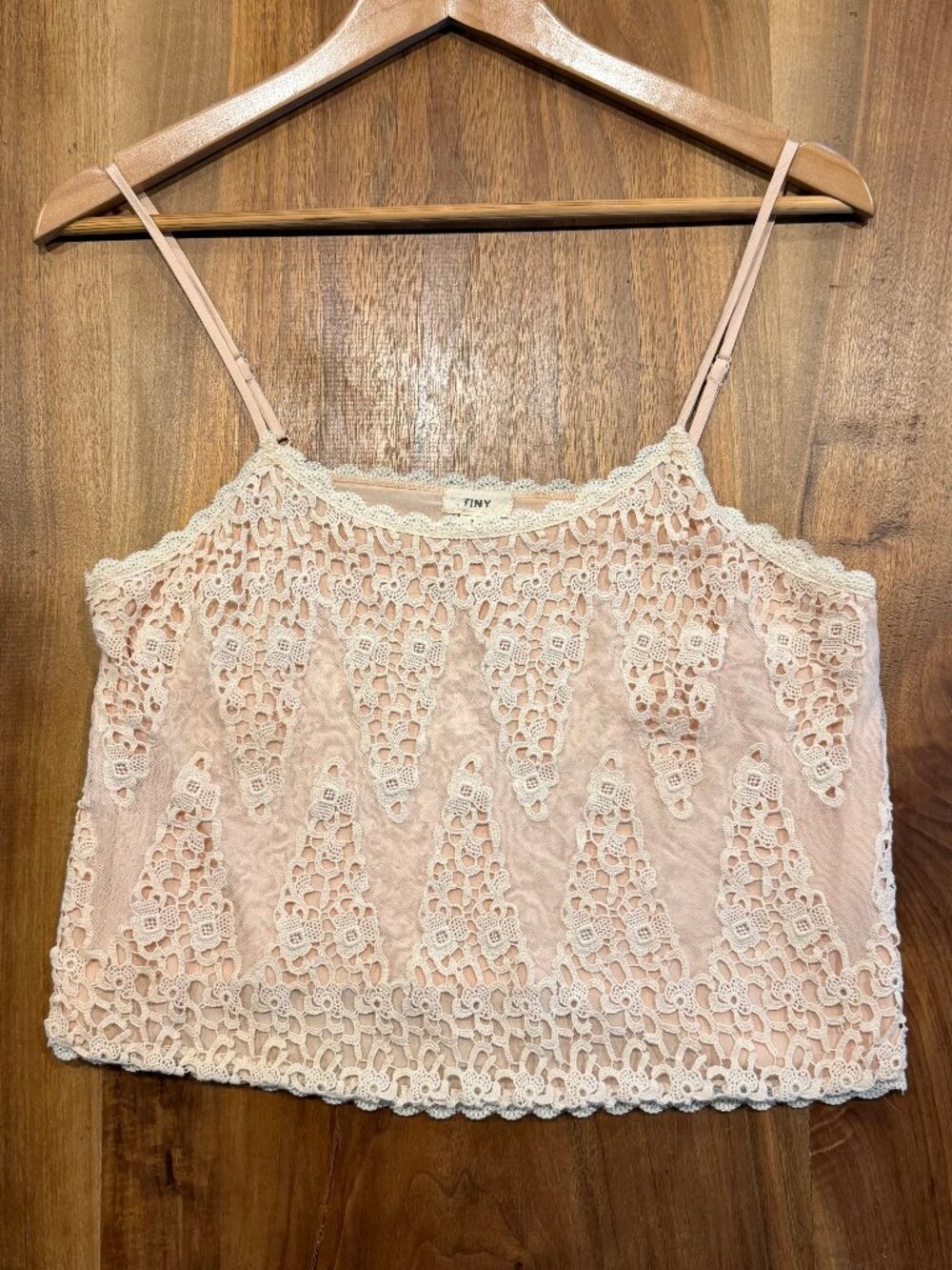 Blush crop lace strappy tank by Tiny